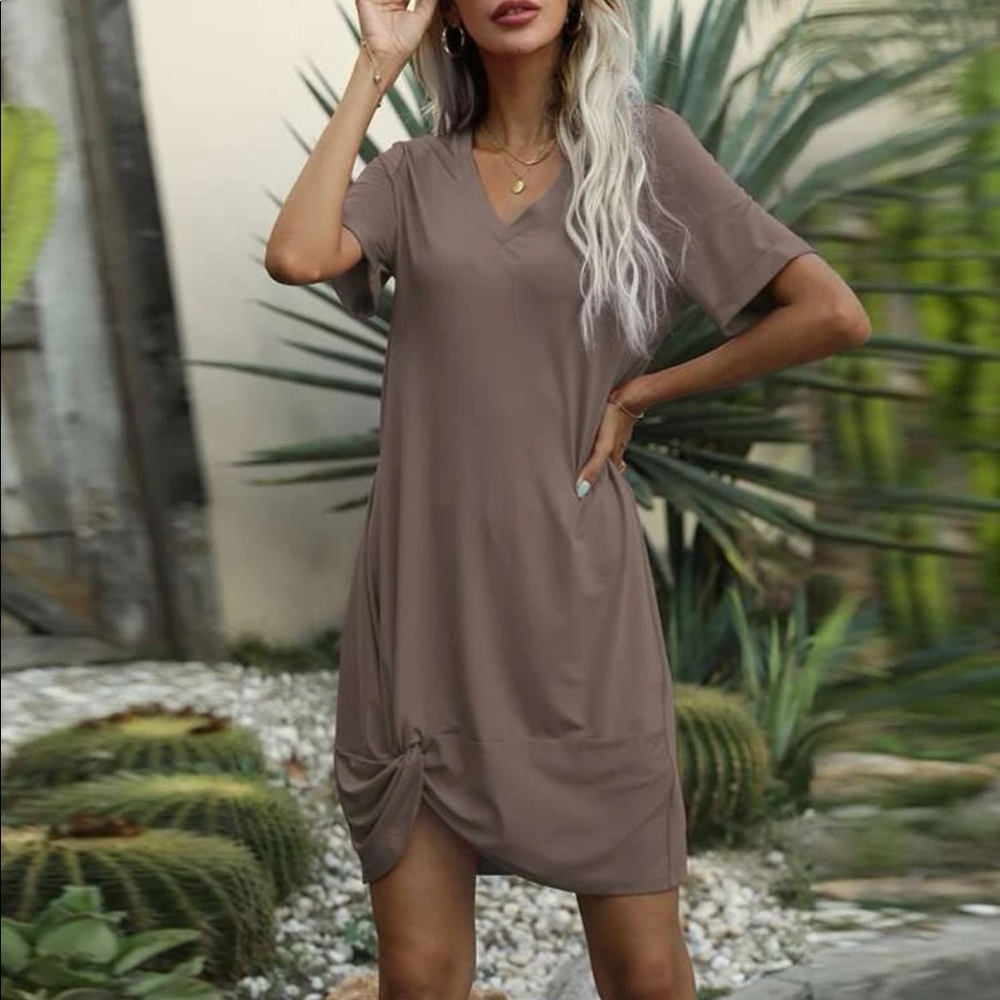 SHEIN solid twist hem dress